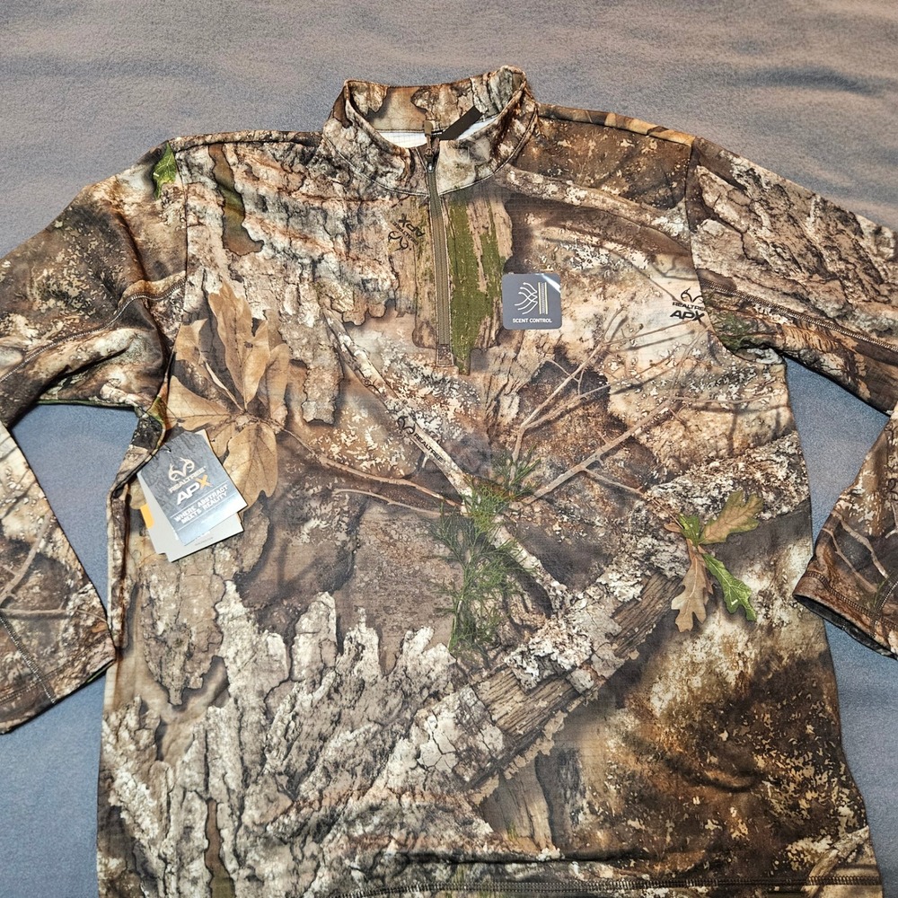 Realtree APX Camo‎ Performance Layer 1/4 Zip Long Sleeve Shirt Mens XL hunting